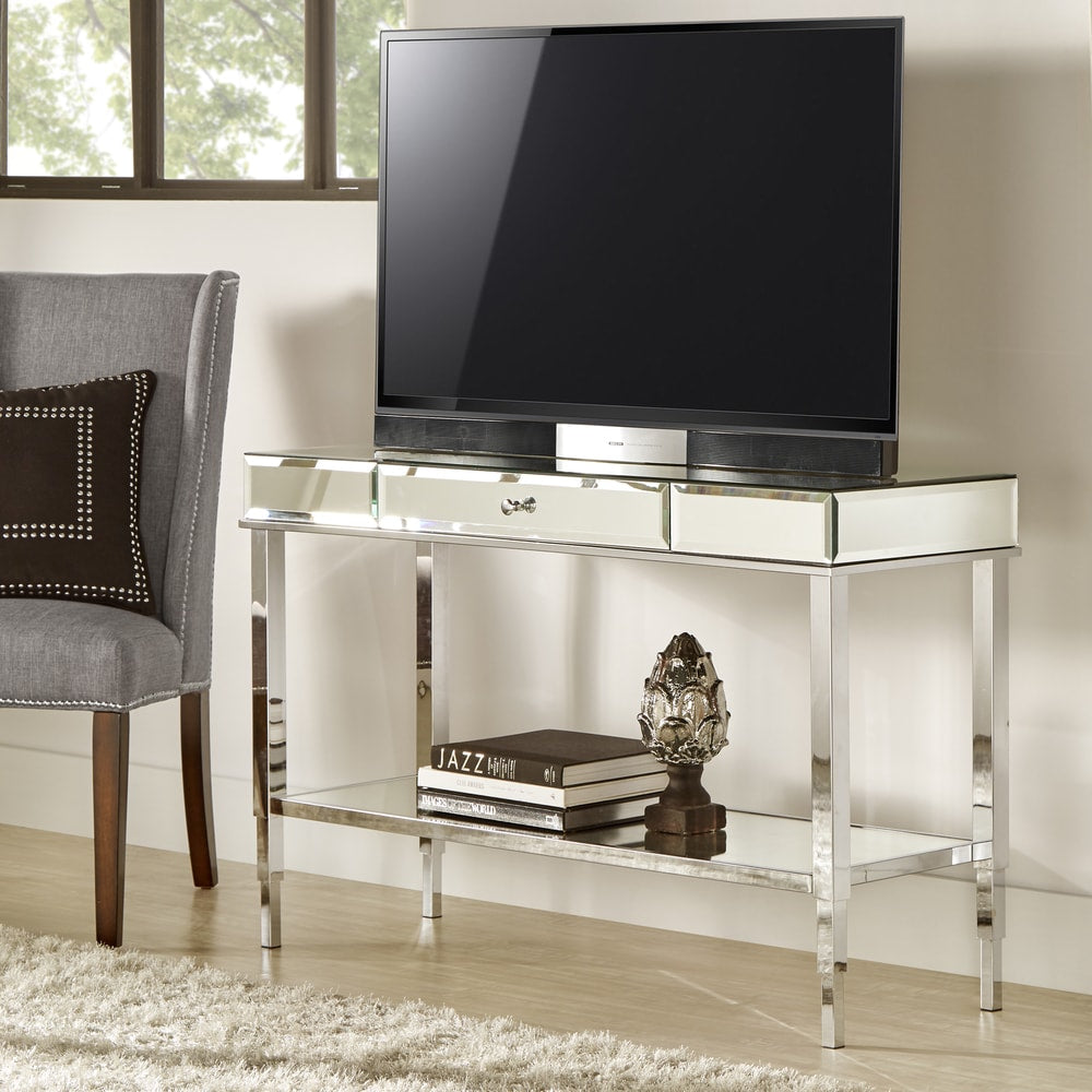 Camille Mirrored TV Stand Console Table with Drawer by iNSPIRE Q Bold