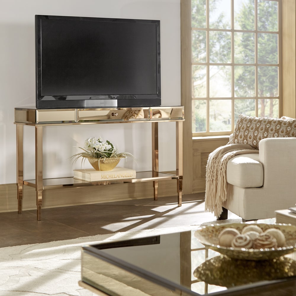 Camille Mirrored TV Stand Console Table with Drawer by iNSPIRE Q Bold