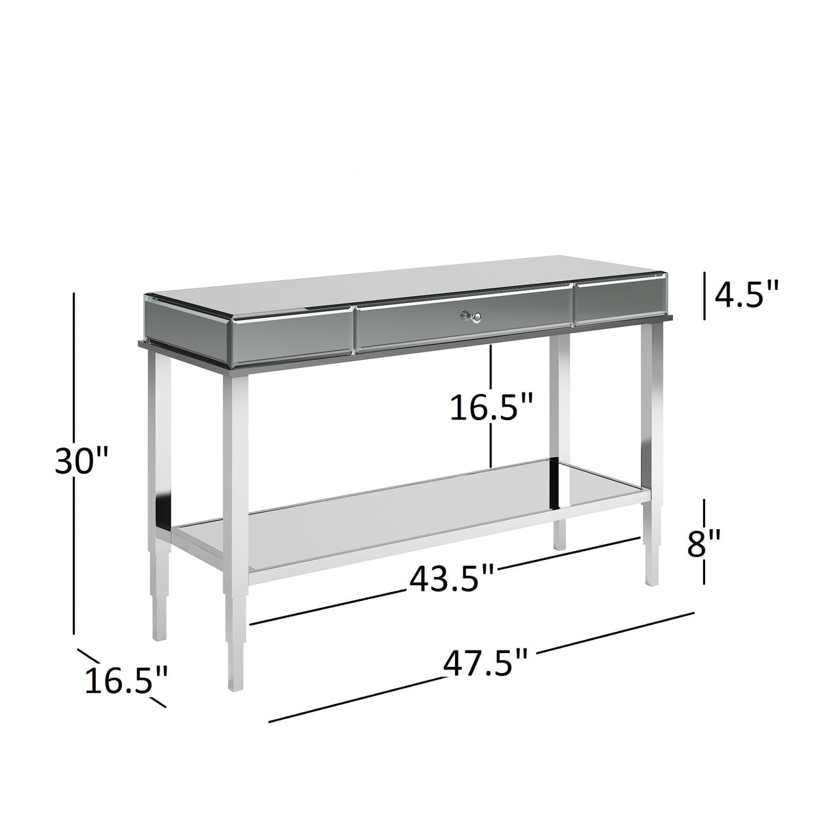Camille Mirrored TV Stand Console Table with Drawer by iNSPIRE Q Bold