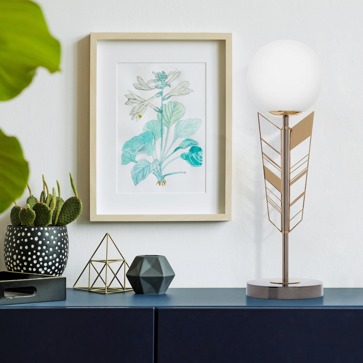 Camille River of Goods Gold and White Metal and Glass Novelty 19.5-Inch Table Lamp - 5.875" x 5.875" x 19.5"