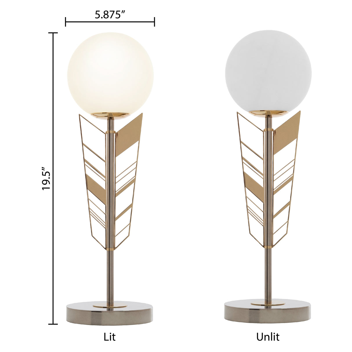 Camille River of Goods Gold and White Metal and Glass Novelty 19.5-Inch Table Lamp - 5.875" x 5.875" x 19.5"