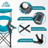 Camp Chair with Shade Canopy Folding Camping Chair with Cup Holder and Carry Bag, Heavy Duty 350 LBS