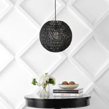 Campana 1-Light Bohemian Modern Woven Rattan/Iron LED Pendant, by JONATHAN Y