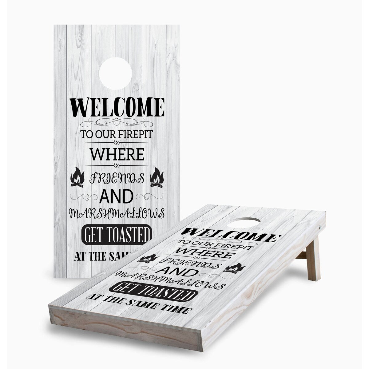 Campfire with Friends Corn Hole Board Set with Hole Lights