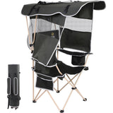 Camping Chair with Shade Canopy, Portable Camping Chairs, Detachable Shade Canopy, Side-Pocket and Cupholder