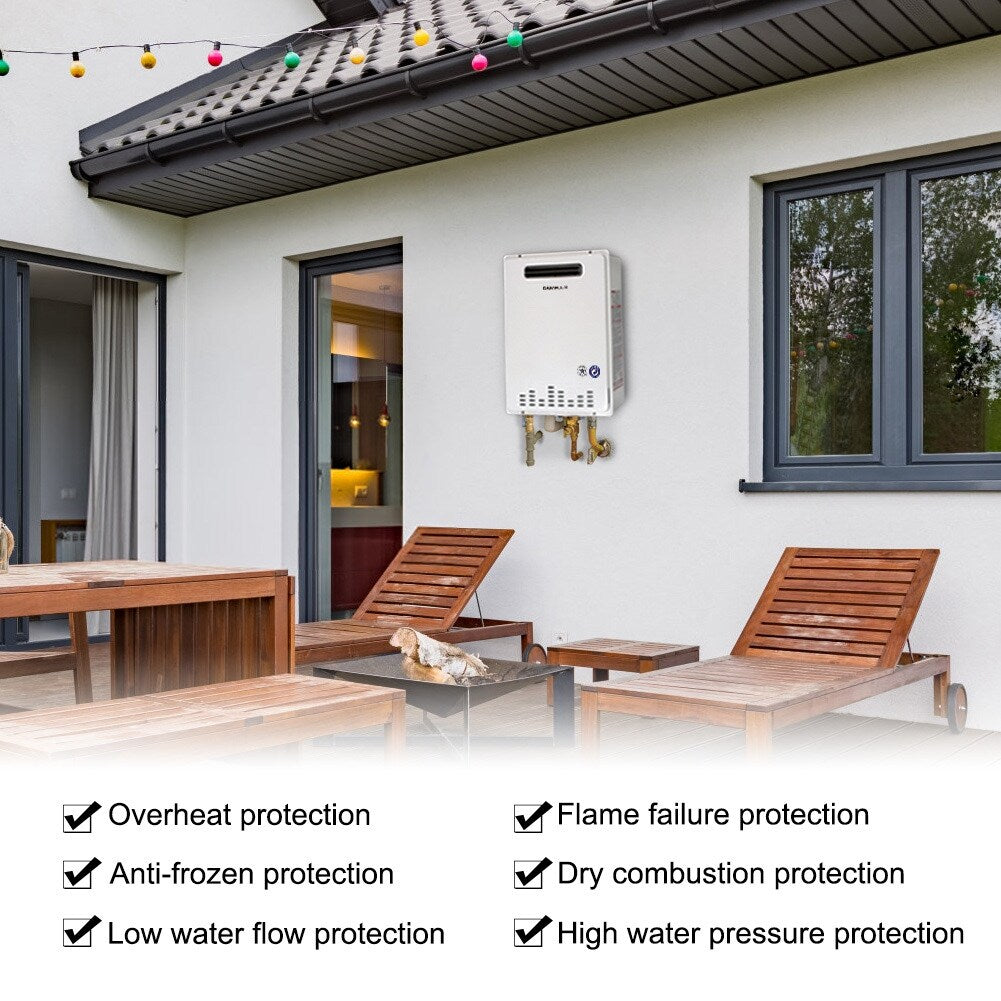 Camplux 26L 6.86 GPM High Capacity Outdoor Propane Gas Tankless Water Heater Flow Control Residential CAS Certification