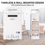 Camplux 26L 6.86 GPM High Capacity Outdoor Propane Gas Tankless Water Heater Flow Control Residential CAS Certification