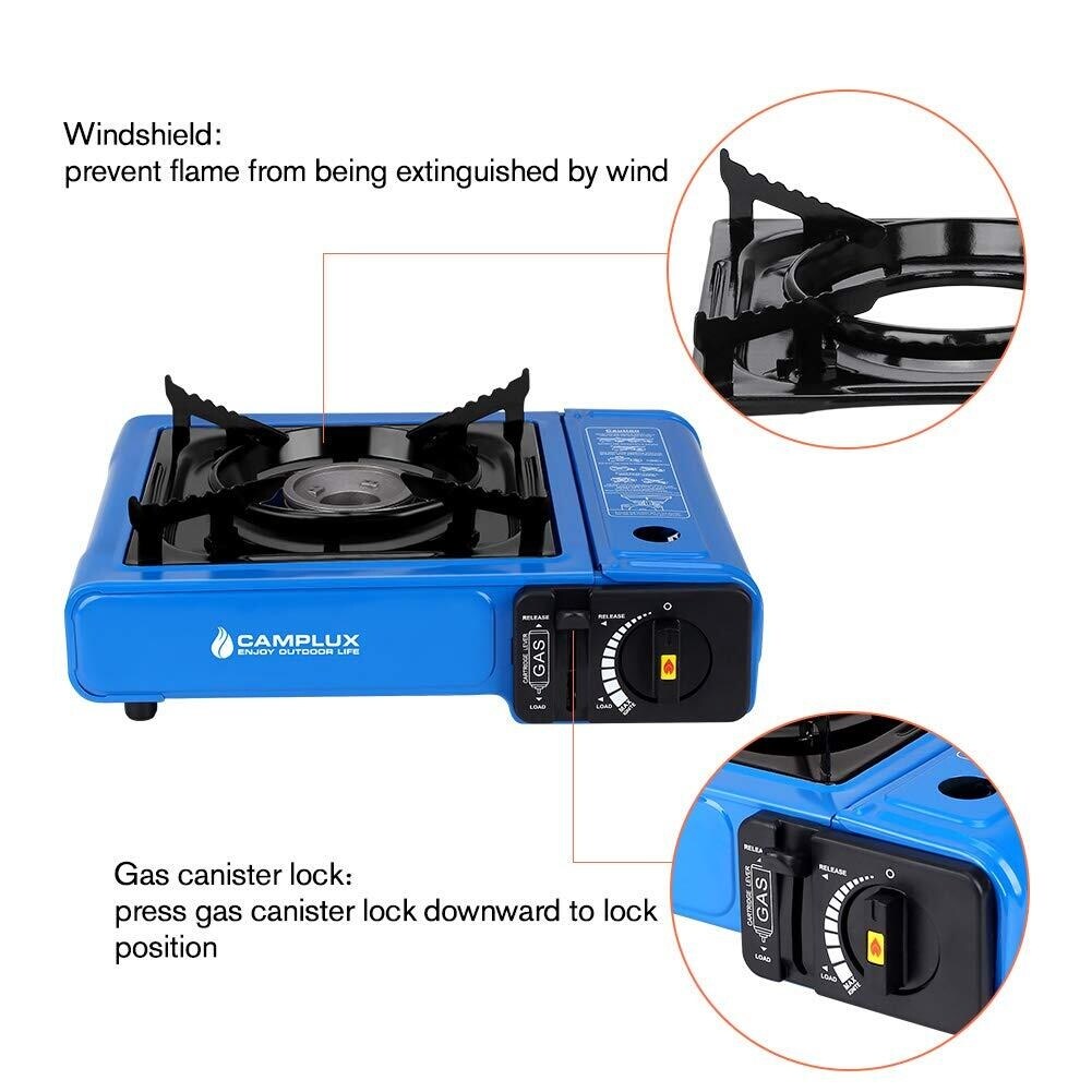 Camplux Dual Fuel (LP & Butane) Portable Camping Gas Stove Blue