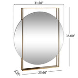 Canaan Modern Round Framed Wall Mirror by Christopher Knight Home - 36.00" H x 31.50" W x 3.25" D