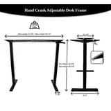 Canary Products White Height Adjustable Crank Desk Frame, Tabletop Not Included, 48.56 Inch Max Height