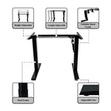 Canary Products White Height Adjustable Crank Desk Frame, Tabletop Not Included, 48.56 Inch Max Height