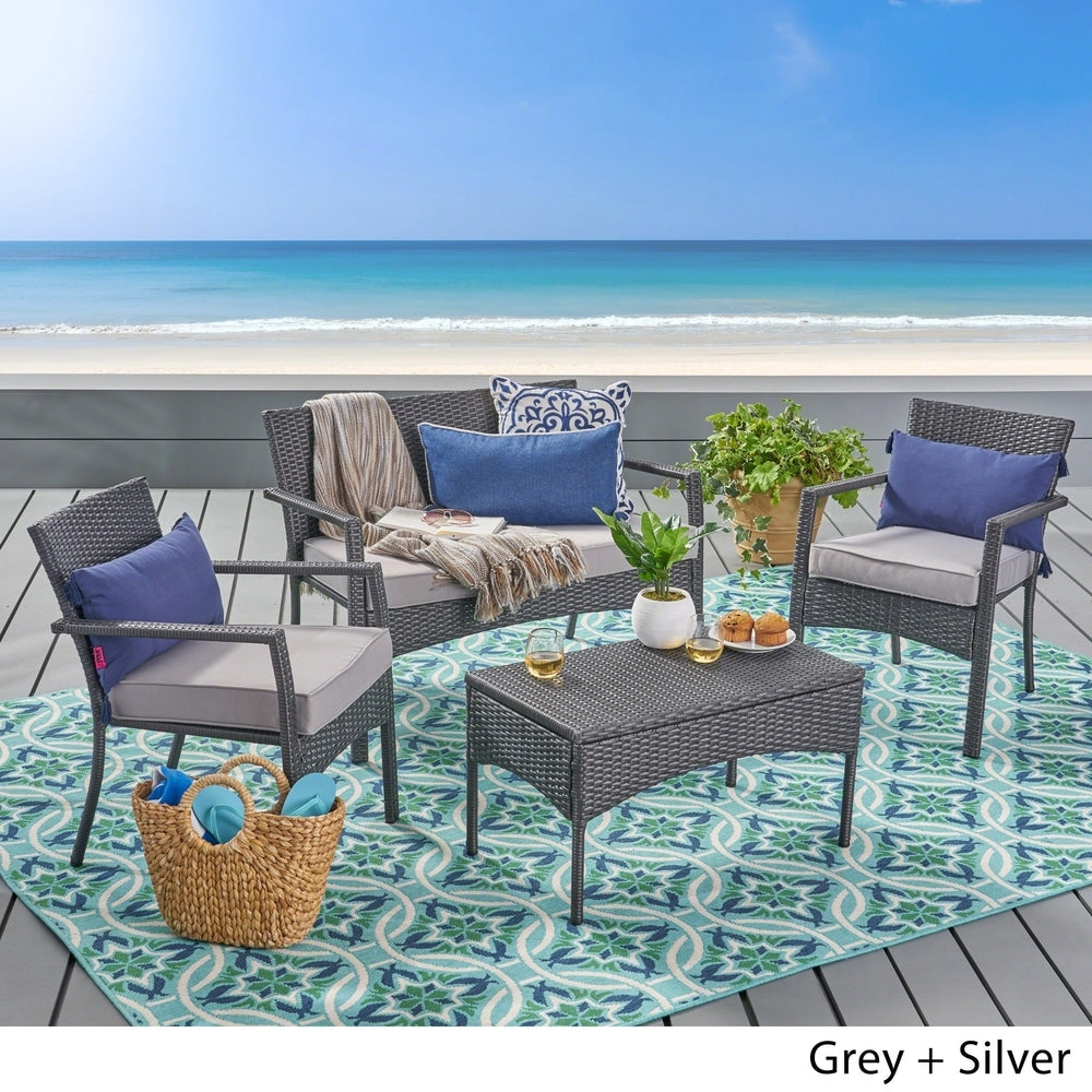 Cancun Outdoor 4-piece Wicker Chat Set by Christopher Knight Home
