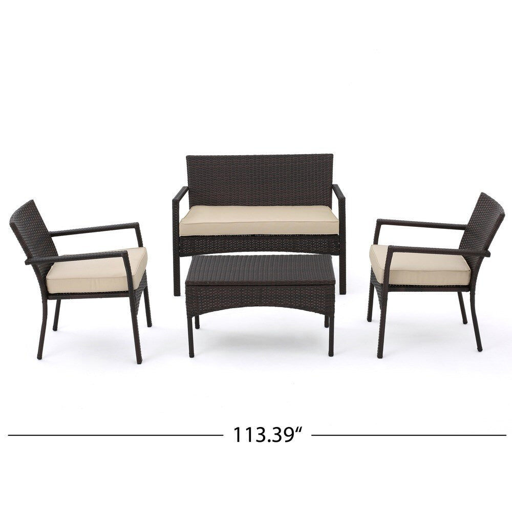 Cancun Outdoor 4-piece Wicker Chat Set by Christopher Knight Home