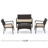 Cancun Outdoor 4-piece Wicker Chat Set by Christopher Knight Home