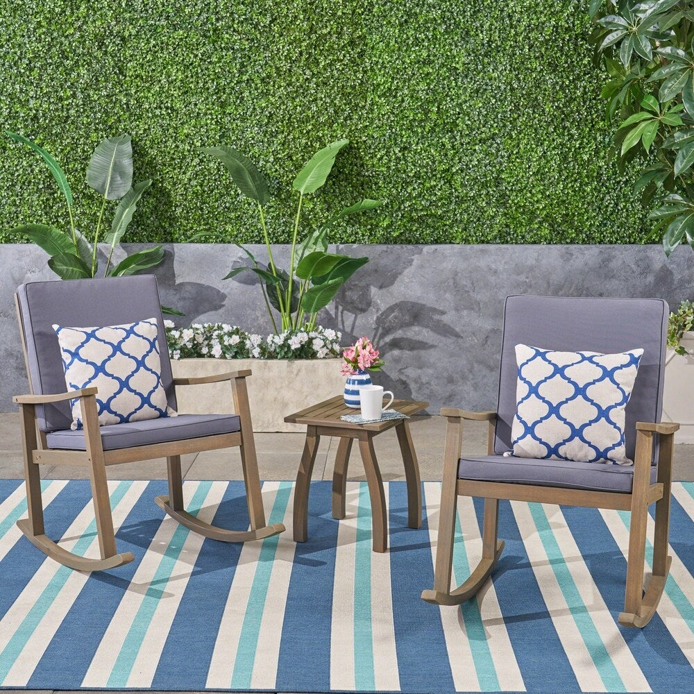 Candel Outdoor Rocking Chairs with Side Table by Christopher Knight Home