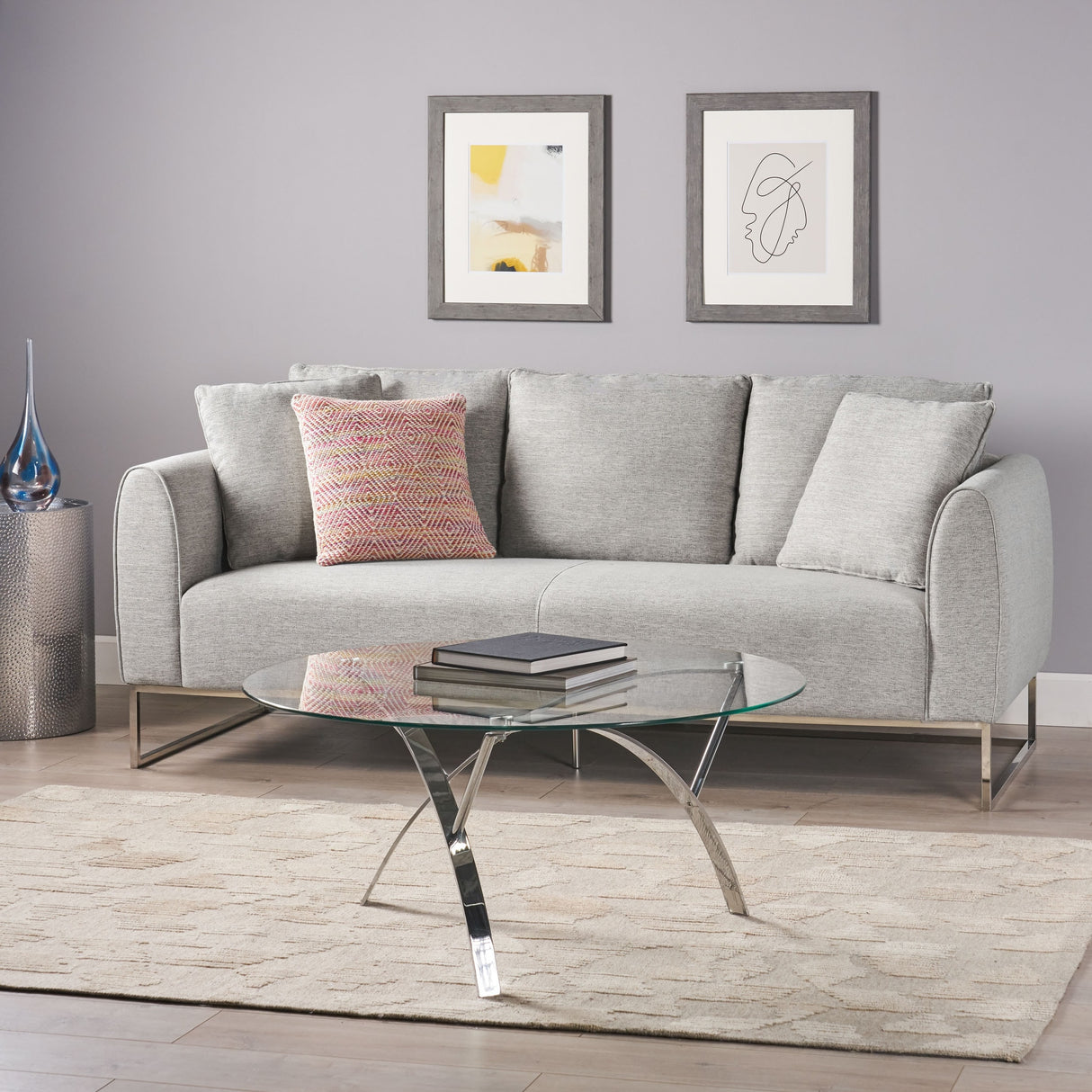 Canisbay Modern 3-seater Fabric Sofa by Christopher Knight Home - 82.75" W x 33.25" D x 35.25" H