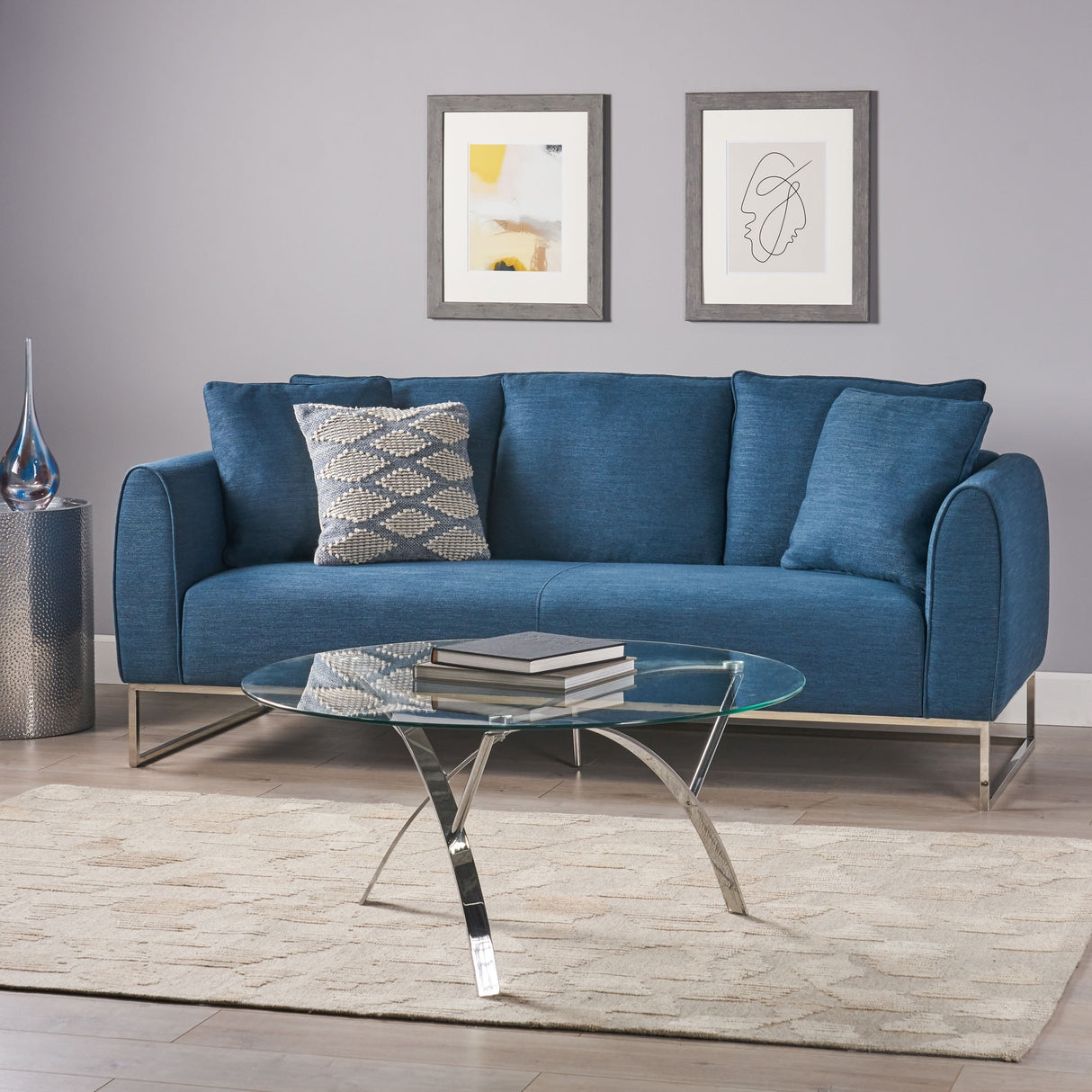Canisbay Modern 3-seater Fabric Sofa by Christopher Knight Home - 82.75" W x 33.25" D x 35.25" H