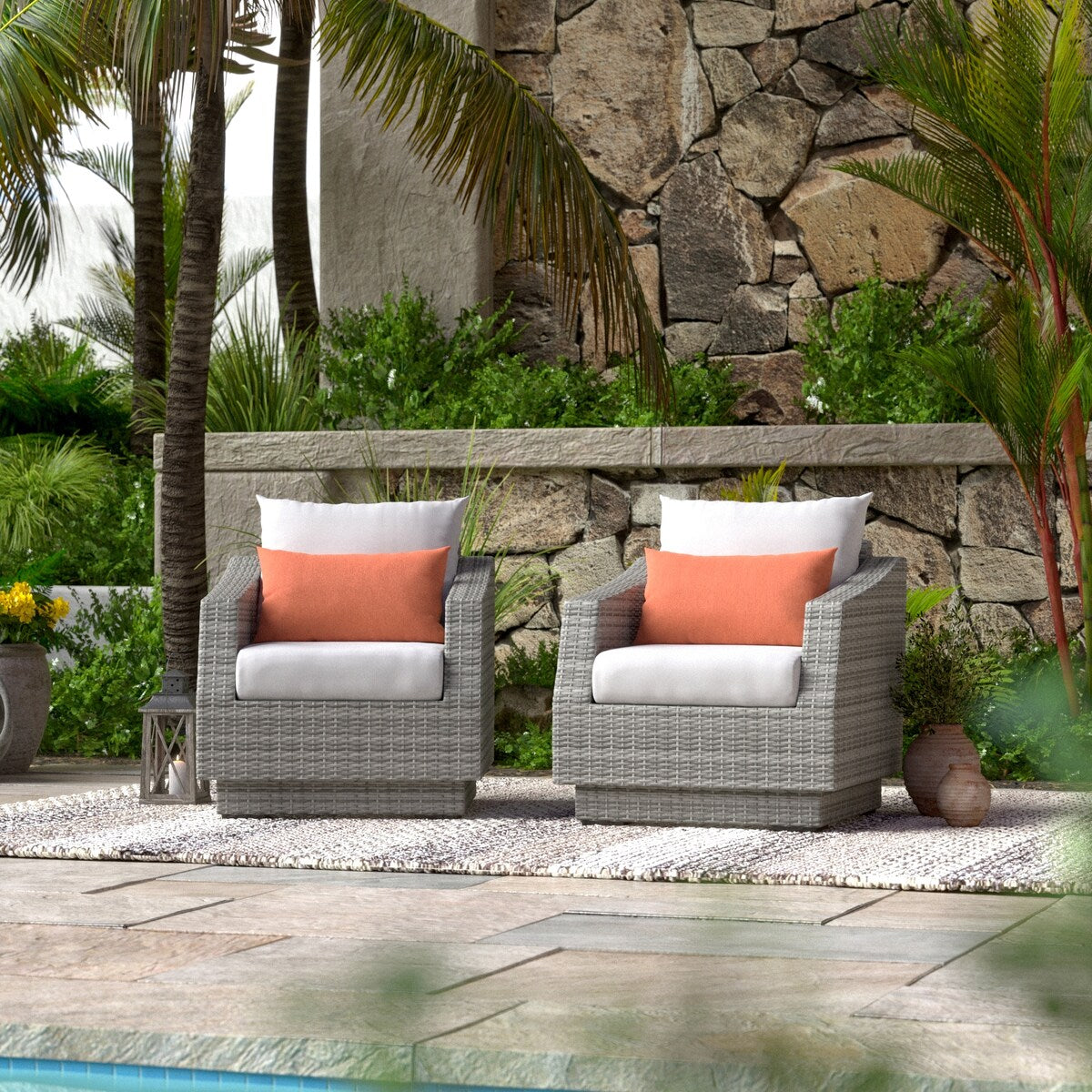 Cannes 2 Piece Sunbrella Outdoor Patio Club Chairs