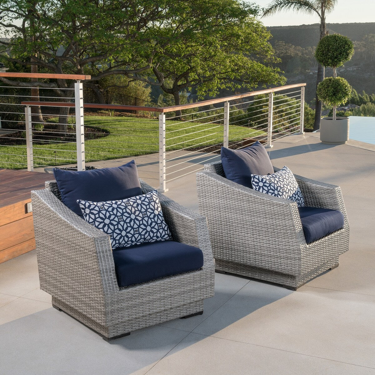 Cannes 2 Piece Sunbrella Outdoor Patio Club Chairs