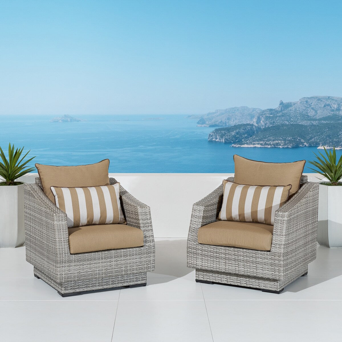 Cannes 2 Piece Sunbrella Outdoor Patio Club Chairs