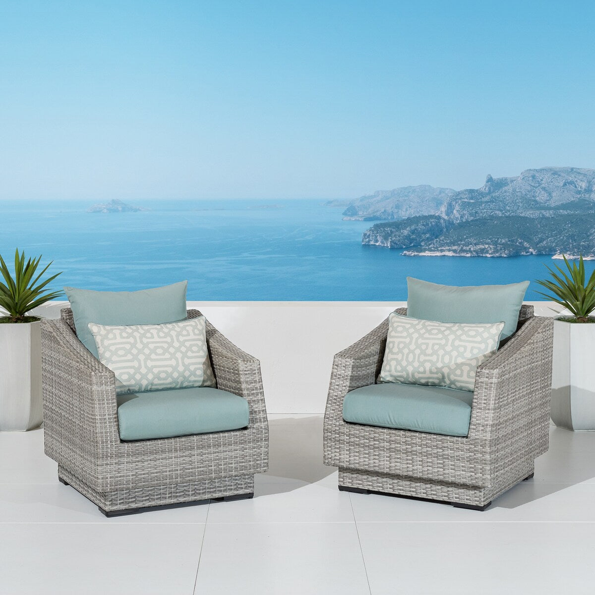 Cannes 2 Piece Sunbrella Outdoor Patio Club Chairs