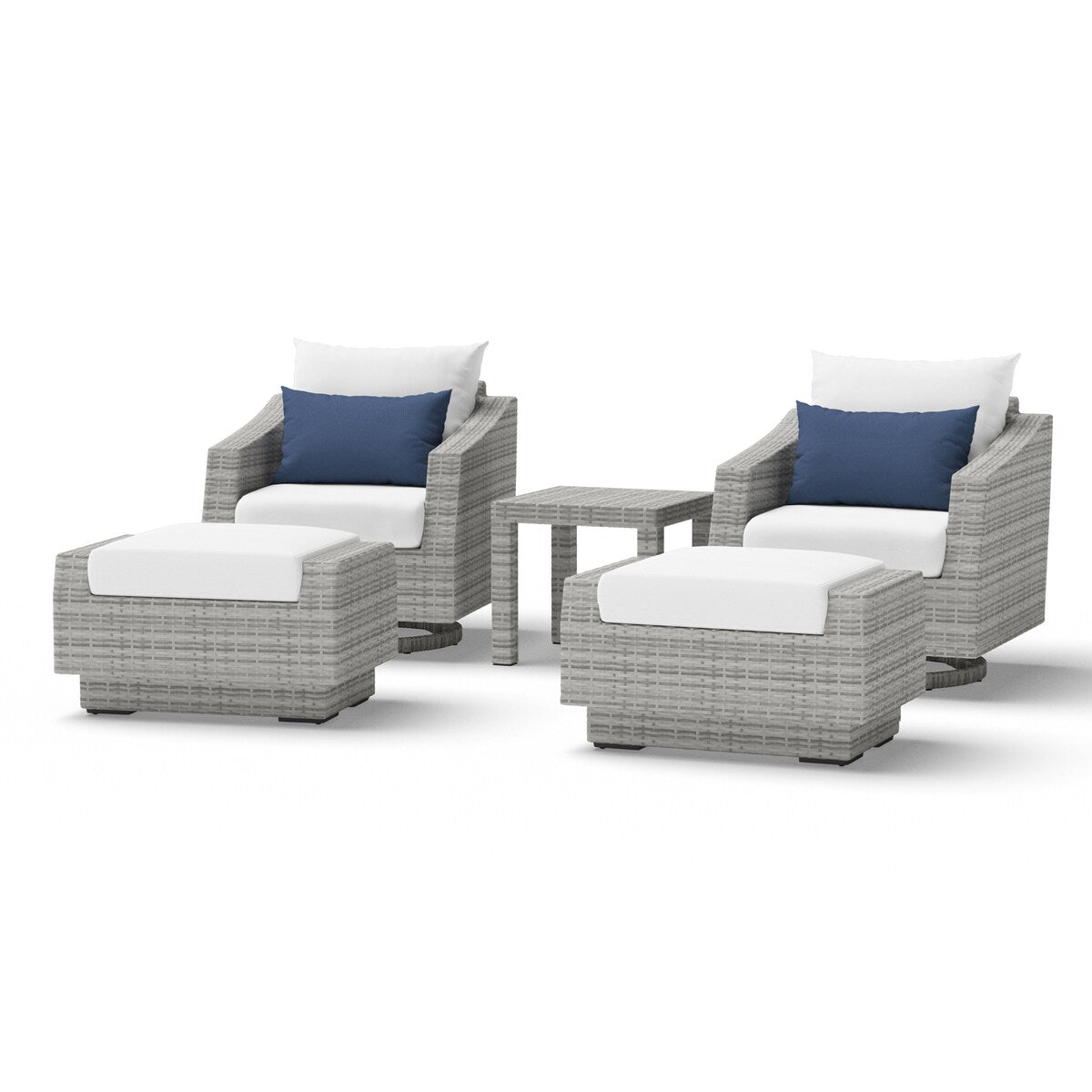 Cannes 5 Piece Aluminum Outdoor Motion Club & Ottoman Set