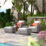 Cannes 5 Piece Aluminum Outdoor Motion Club & Ottoman Set