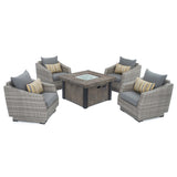 Cannes 5 Piece Sunbrella Outdoor Patio Fire Chat Set