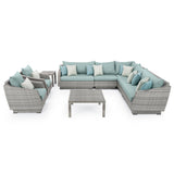 Cannes 9 Piece Sunbrella Outdoor Patio Sectional & Table