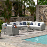 Cannes 9 Piece Sunbrella Outdoor Patio Sectional & Table
