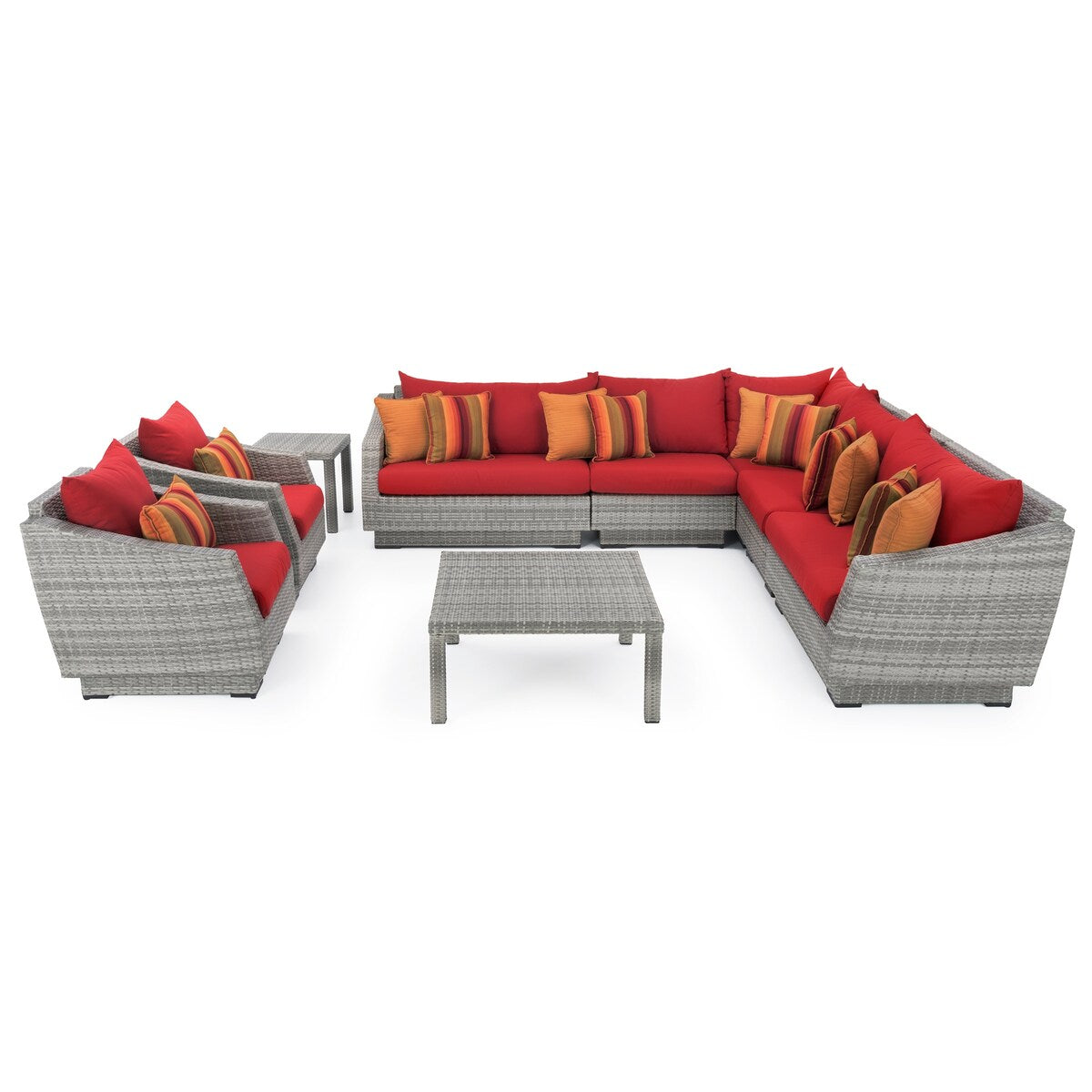 Cannes 9 Piece Sunbrella Outdoor Patio Sectional & Table