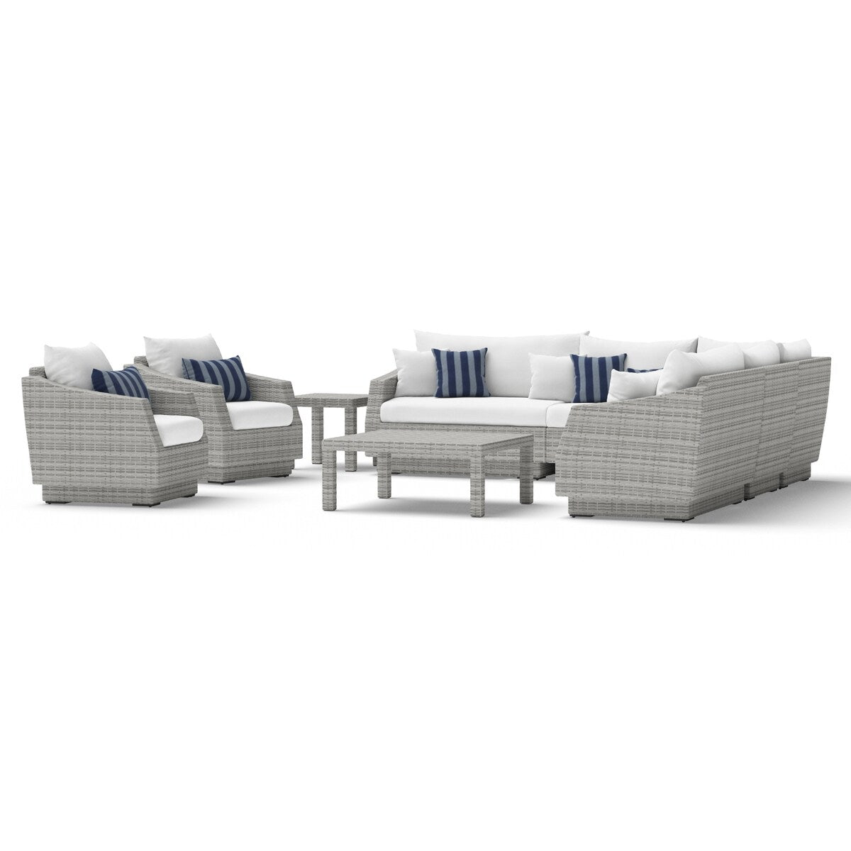 Cannes 9 Piece Sunbrella Outdoor Patio Sectional & Table