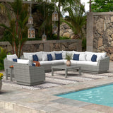 Cannes 9 Piece Sunbrella Outdoor Patio Sectional & Table