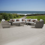 Cannes 9 Piece Sunbrella Outdoor Patio Sectional And Table - Moroccan Cream