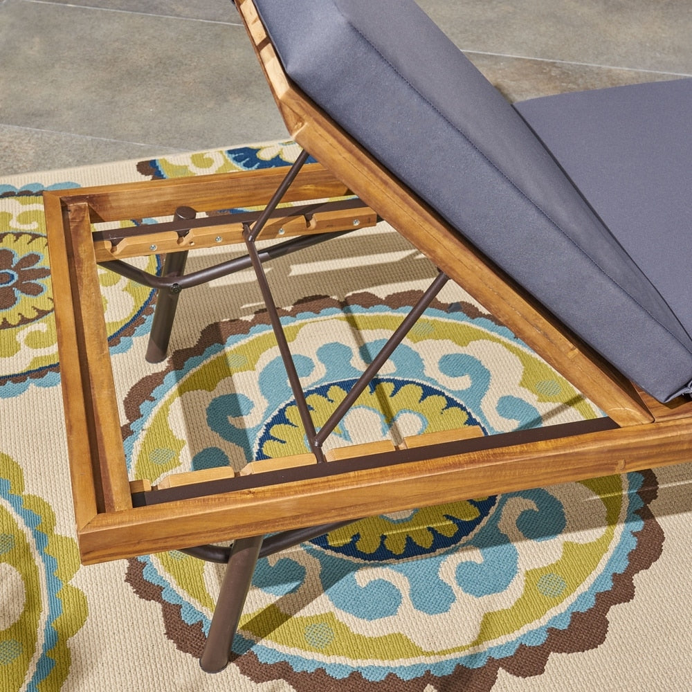 Canoga Outdoor Acacia Wood and Eucalyptus Chaise Lounges (Set of 2) by Christopher Knight Home