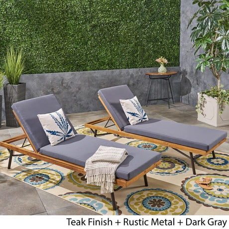 Canoga Outdoor Acacia Wood and Eucalyptus Chaise Lounges (Set of 2) by Christopher Knight Home