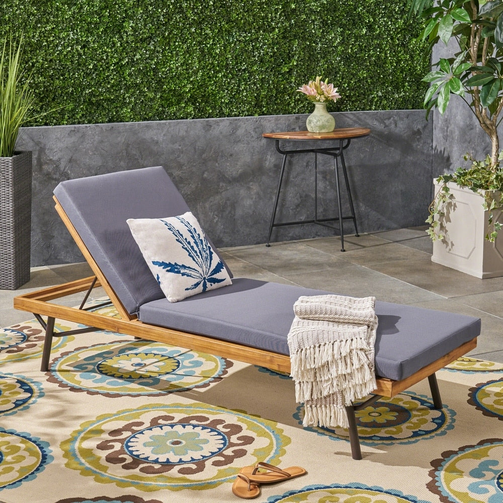 Canoga Outdoor Acacia and Eucalyptus Chaise Lounge by Christopher Knight Home