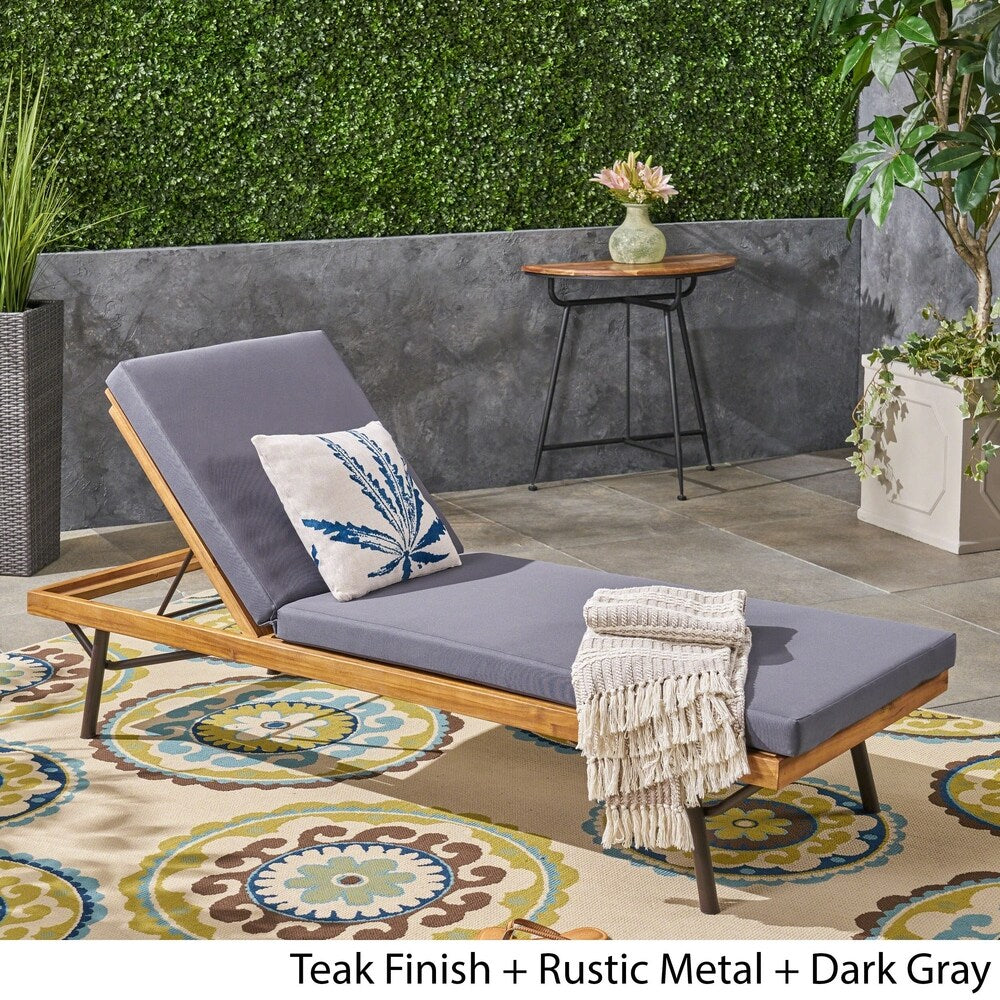Canoga Outdoor Acacia and Eucalyptus Chaise Lounge by Christopher Knight Home