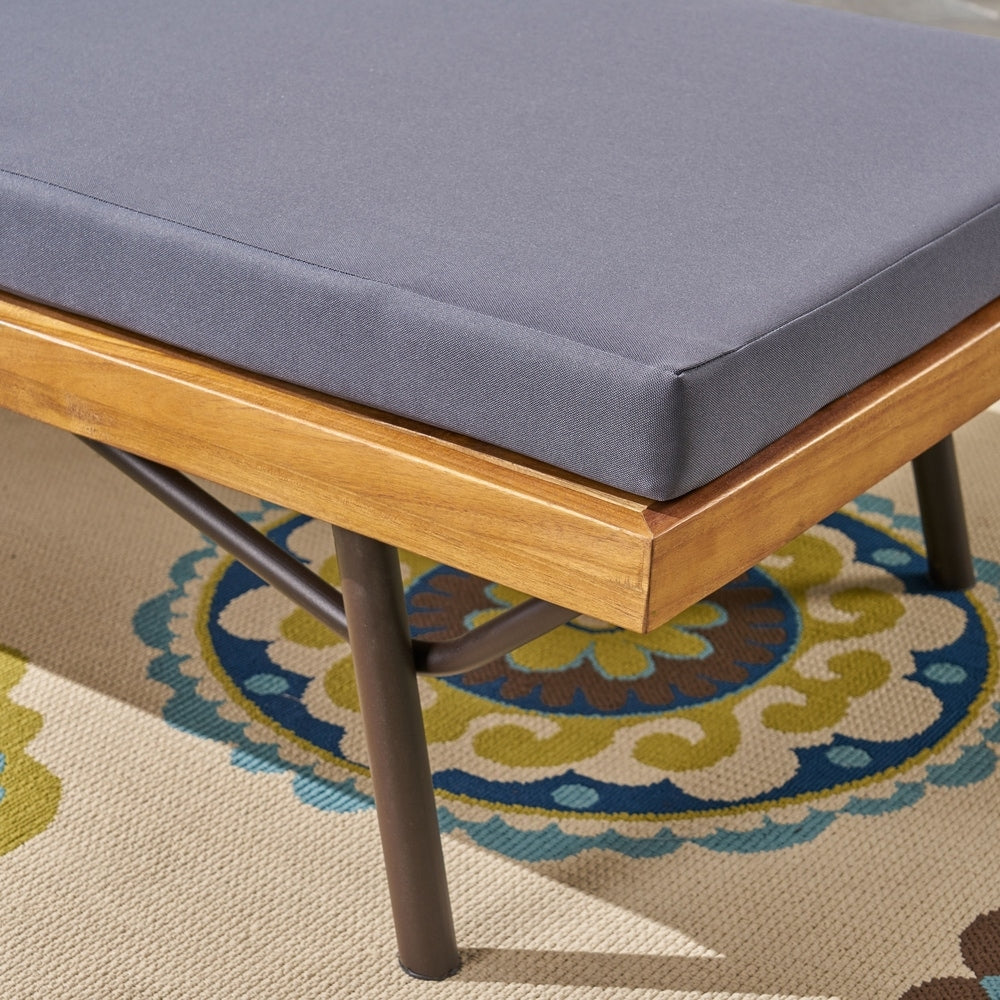 Canoga Outdoor Acacia and Eucalyptus Chaise Lounge by Christopher Knight Home