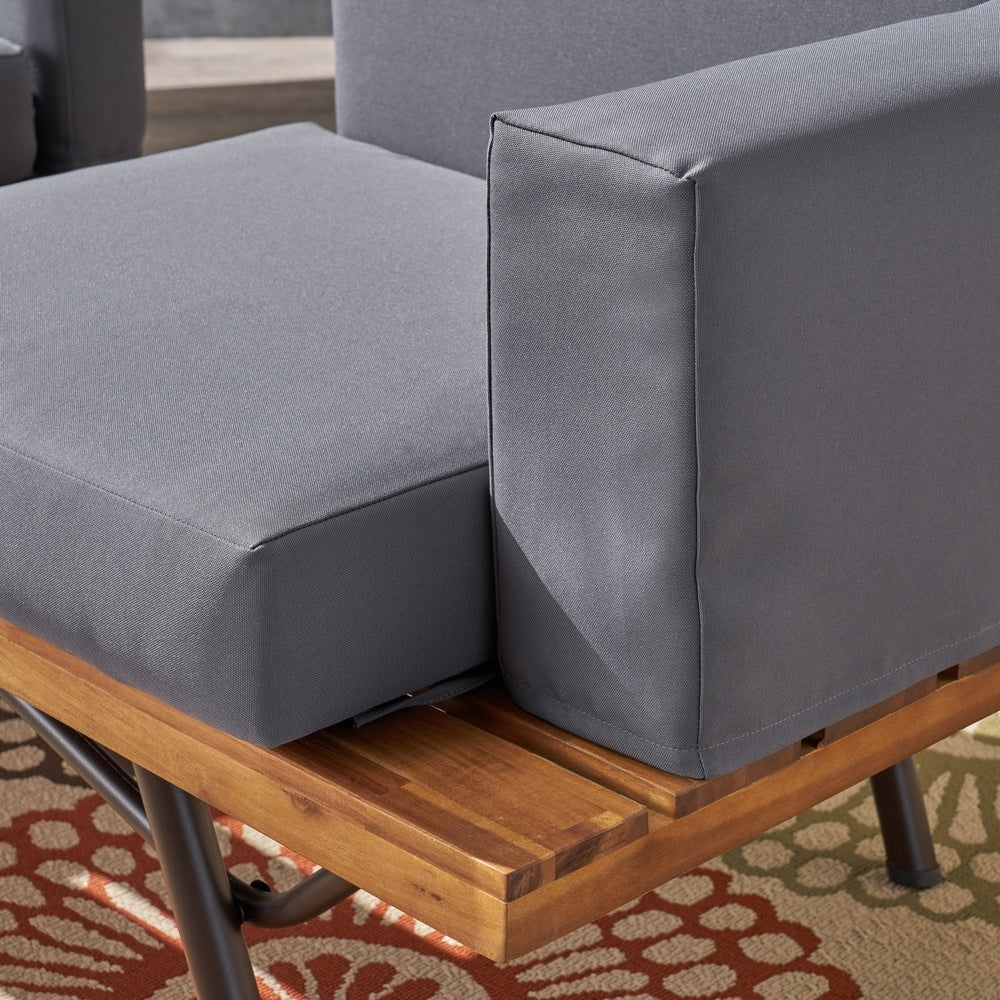 Canoga Outdoor Industrial Loveseat with Coffee Table by Christopher Knight Home