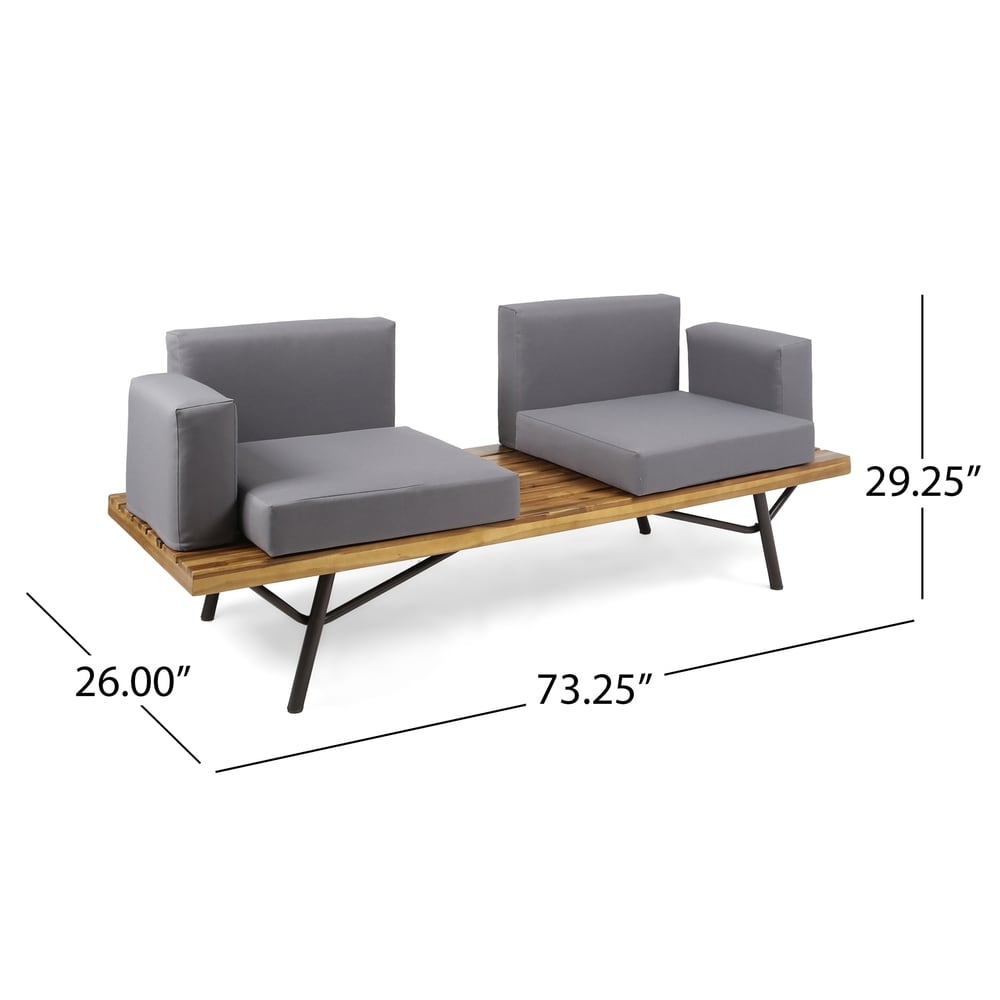 Canoga Outdoor Industrial Loveseat with Coffee Table by Christopher Knight Home