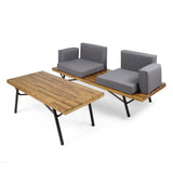 Canoga Outdoor Industrial Loveseat with Coffee Table by Christopher Knight Home