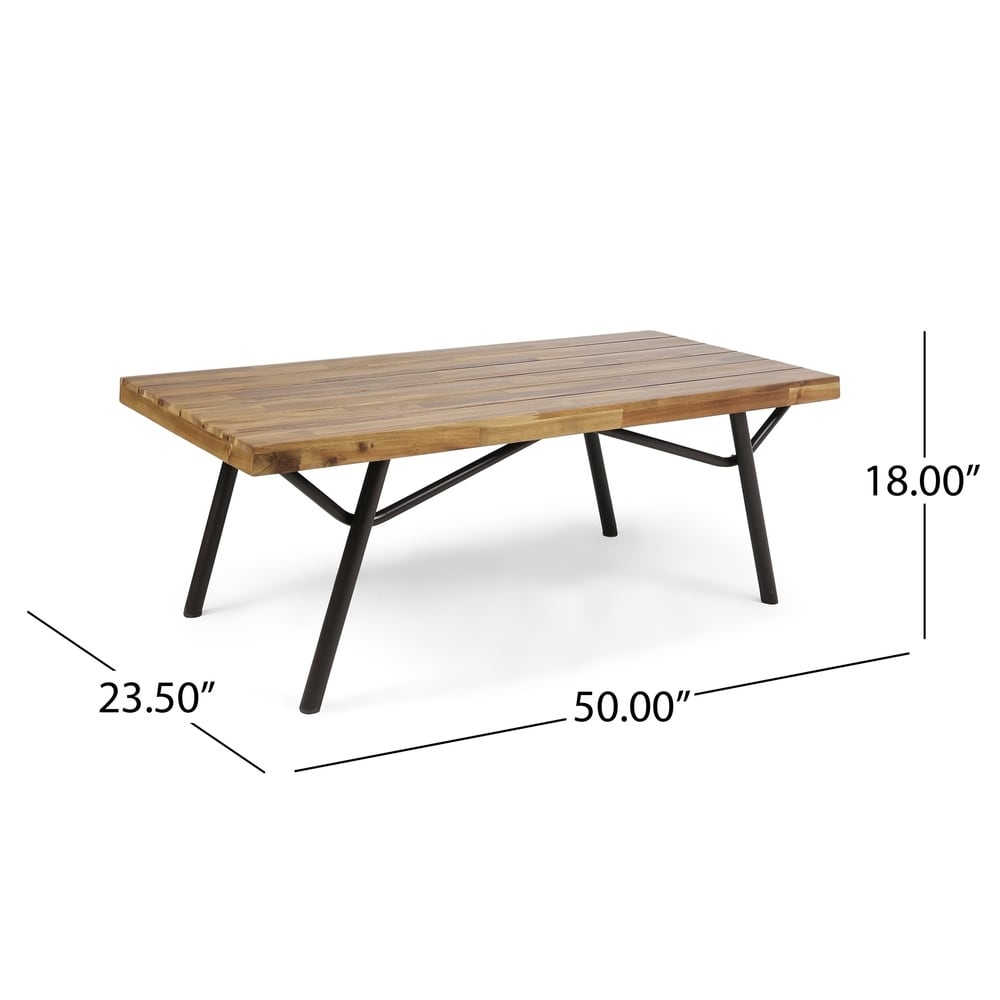 Canoga Outdoor Industrial Loveseat with Coffee Table by Christopher Knight Home