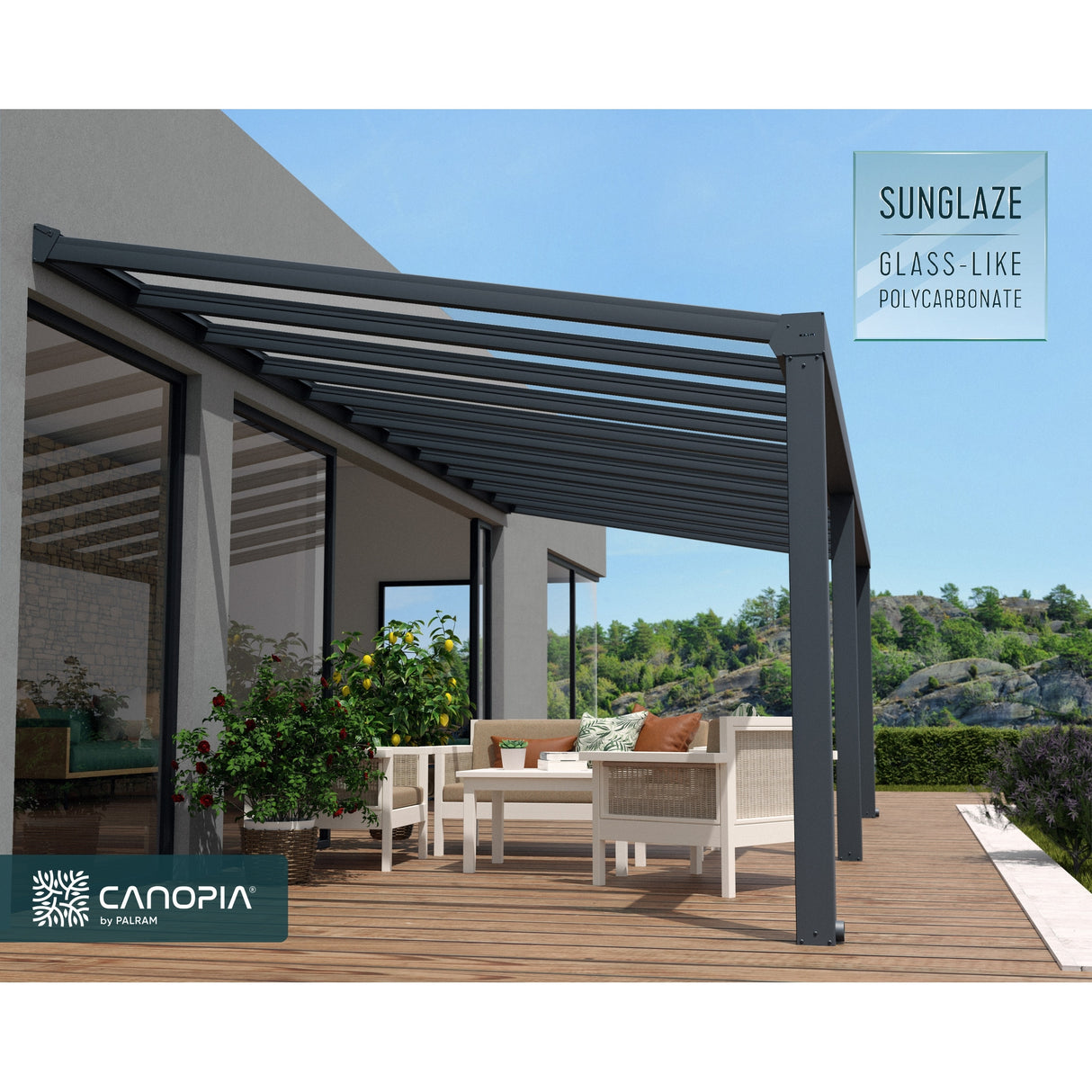 Stockholm 11ft. Gray/Clear Aluminum Patio Cover