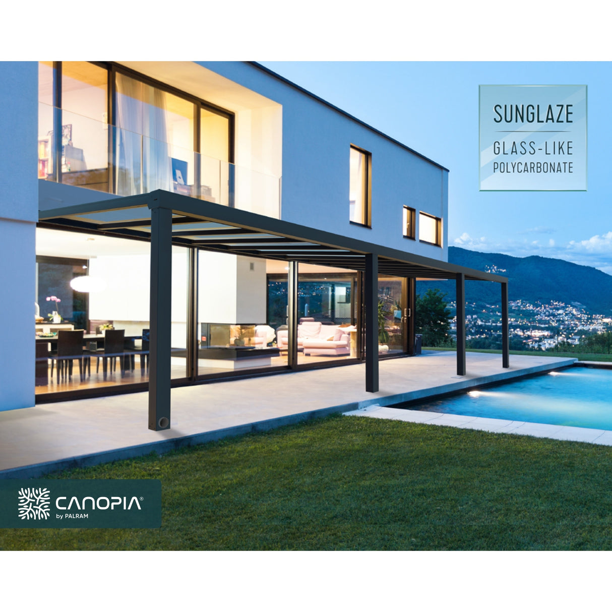 Stockholm 11ft. Gray/Clear Aluminum Patio Cover