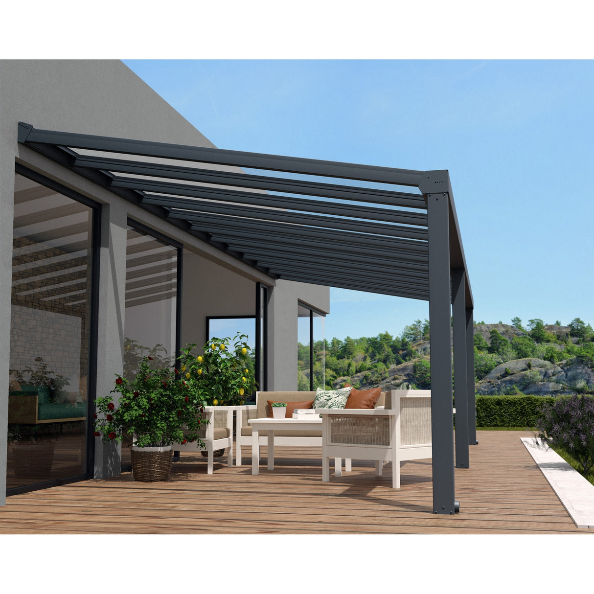 Stockholm 11ft. Gray/Clear Aluminum Patio Cover