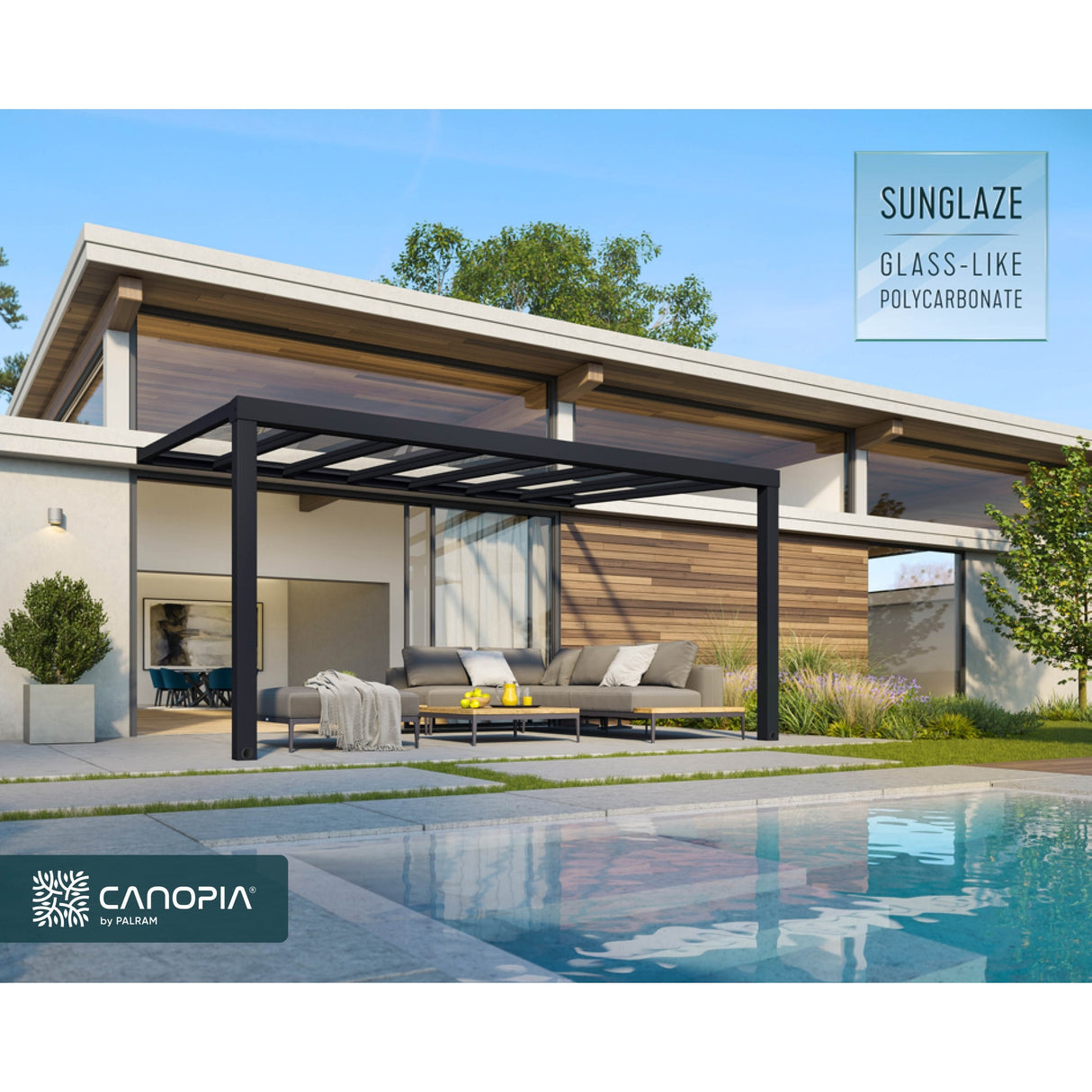 Stockholm 11ft. Gray/Clear Aluminum Patio Cover
