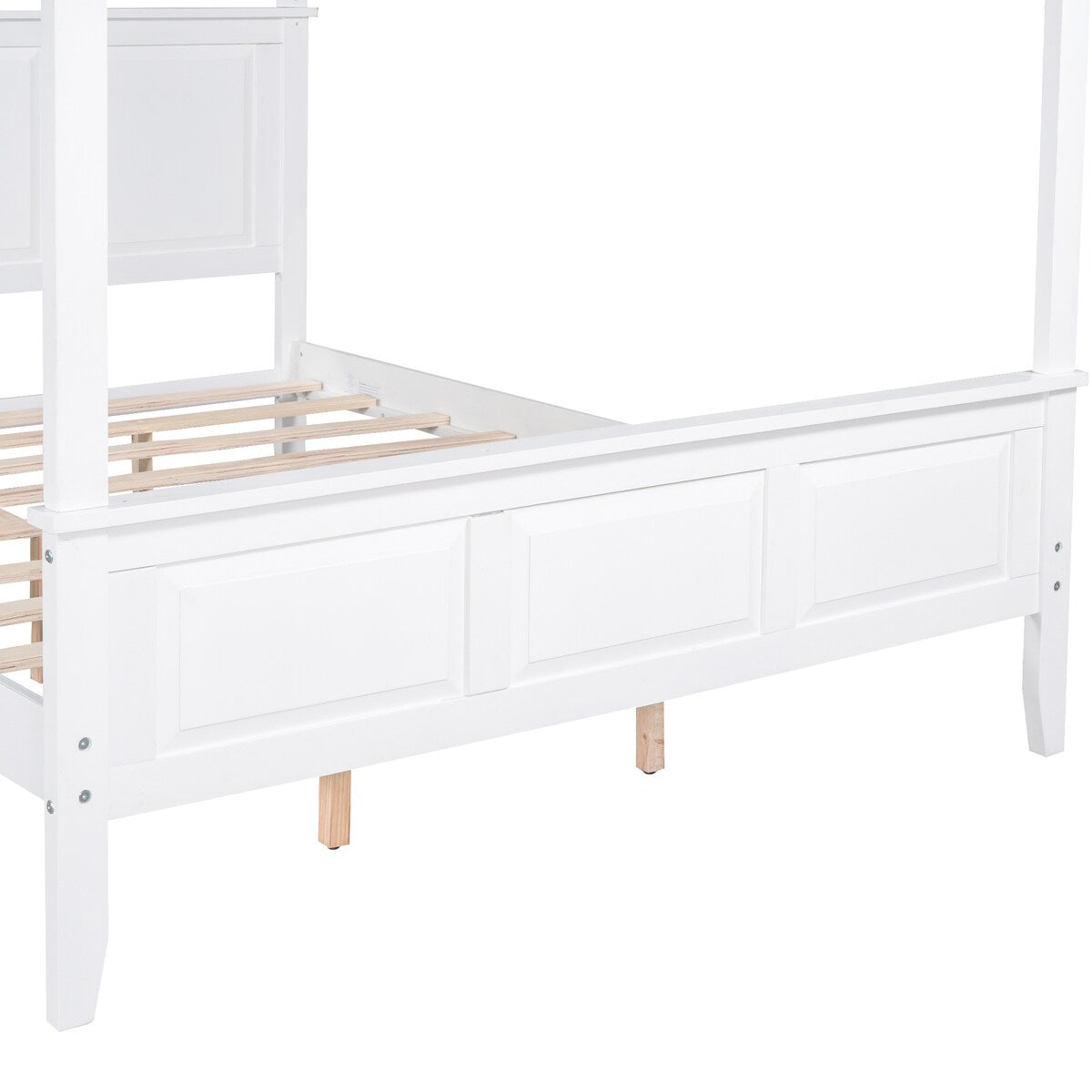 Canopy Bed Sturdy Platform Bed with Open Roof, Headboard and Footboard, Easy Assemble