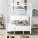 Canopy Bed Sturdy Platform Bed with Open Roof, Headboard and Footboard, Easy Assemble