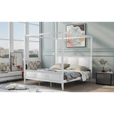 Canopy Bed Sturdy Platform Bed with Open Roof, Headboard and Footboard, Easy Assemble